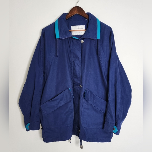 London Fog Jackets & Blazers - Vintage Towne London Fog 80's Women's Blue & Teal Button & Zip Jacket Med Casual